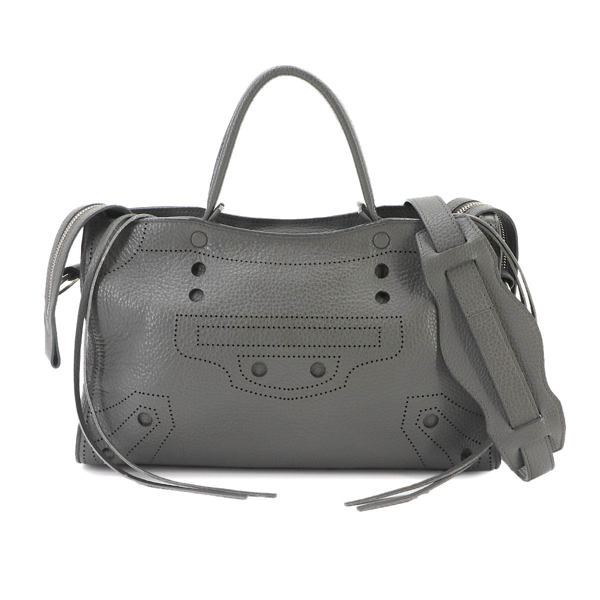Blackout City S Hand Shoulder Bag Leather Gray 443516 Purse