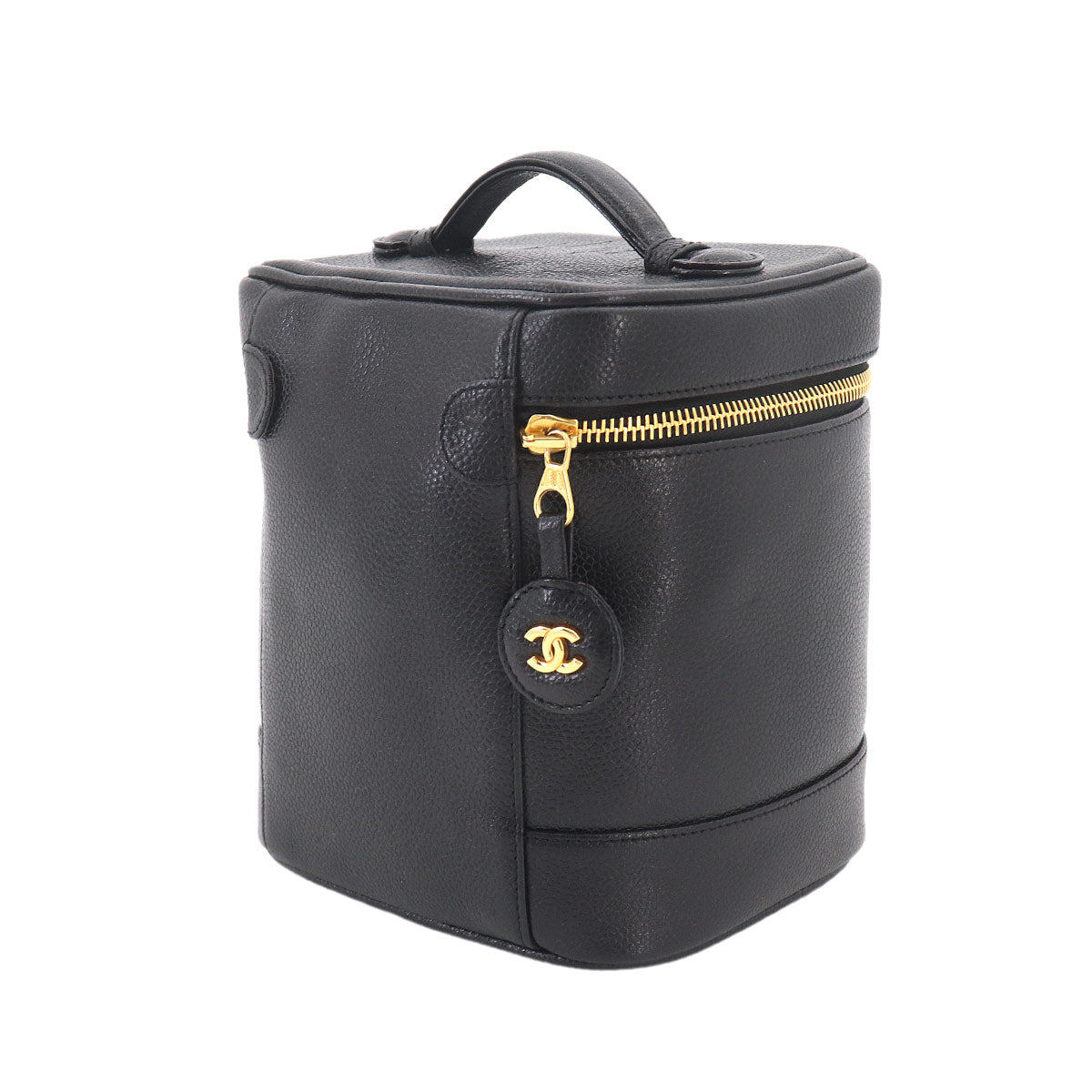 Vanity Hand Bag Leather Black A01998 Coco Logos Vintage Purse