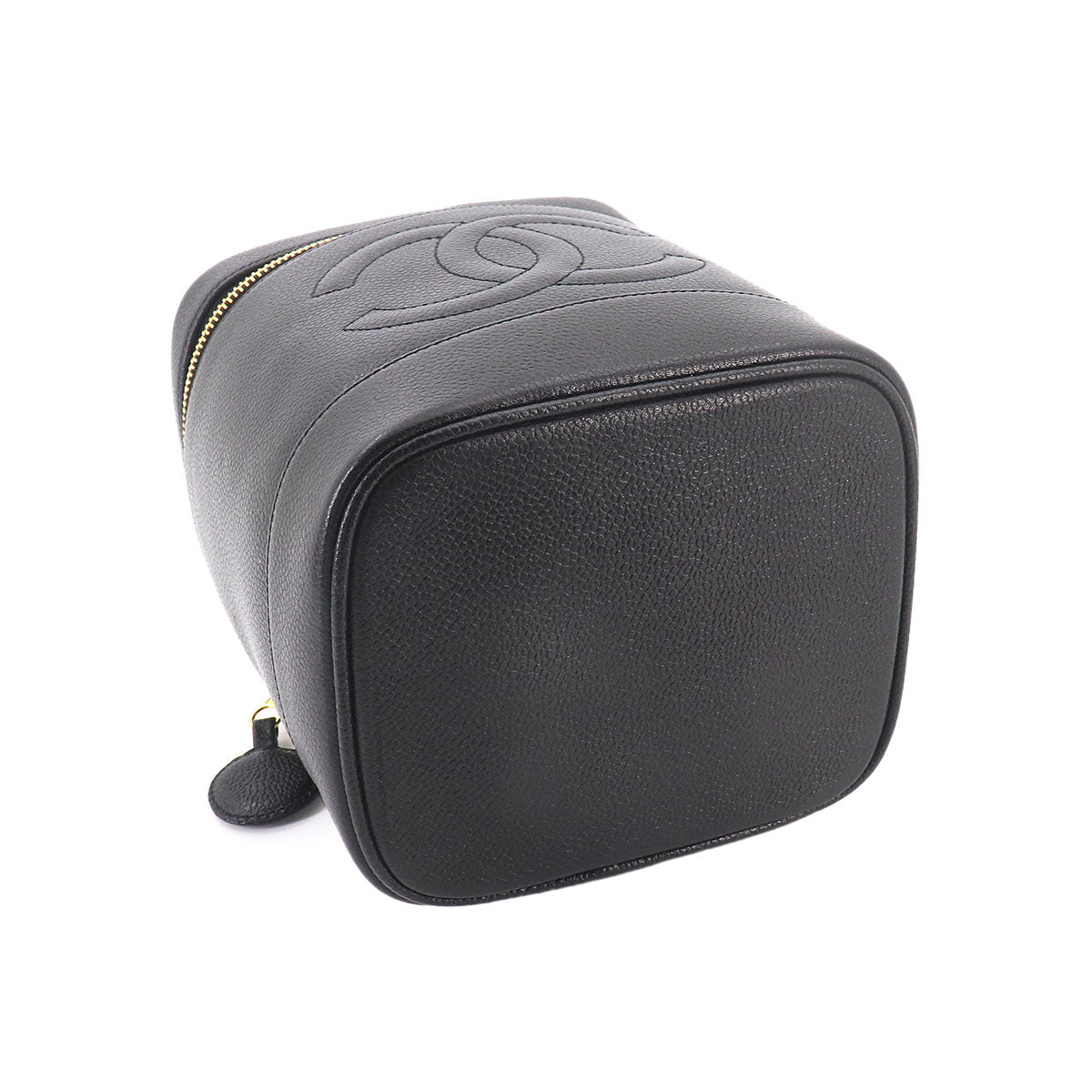 Vanity Hand Bag Leather Black A01998 Coco Logos Vintage Purse