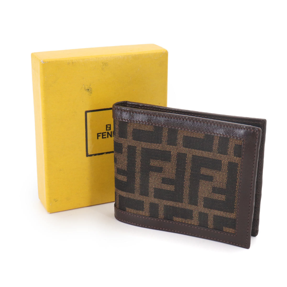 Zucca Compact Wallet Canvas Leather Brown 31011
