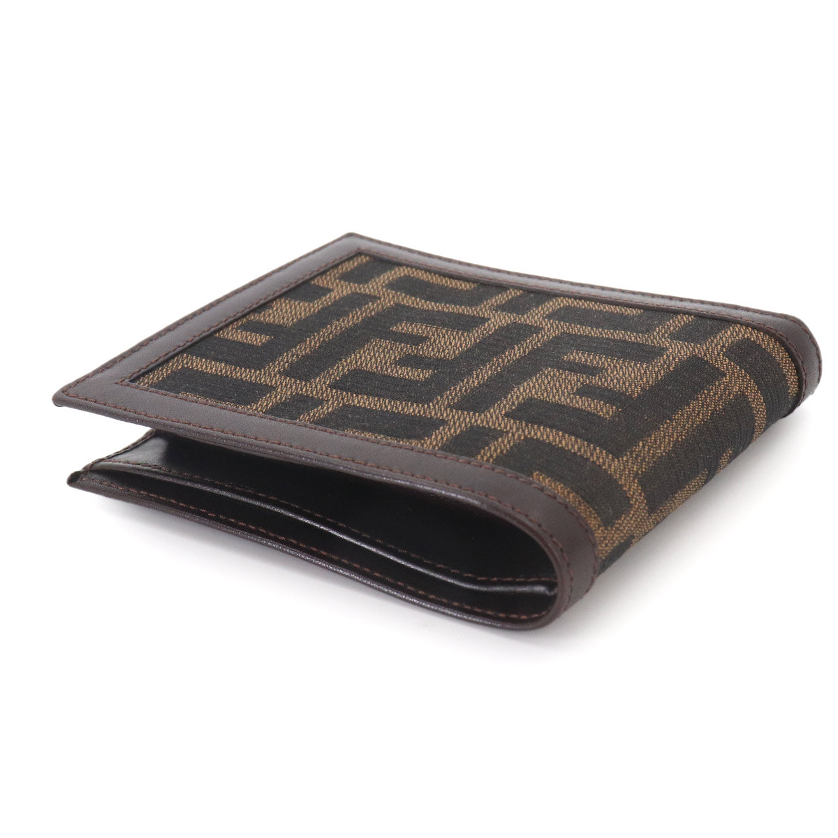Zucca Compact Wallet Canvas Leather Brown 31011