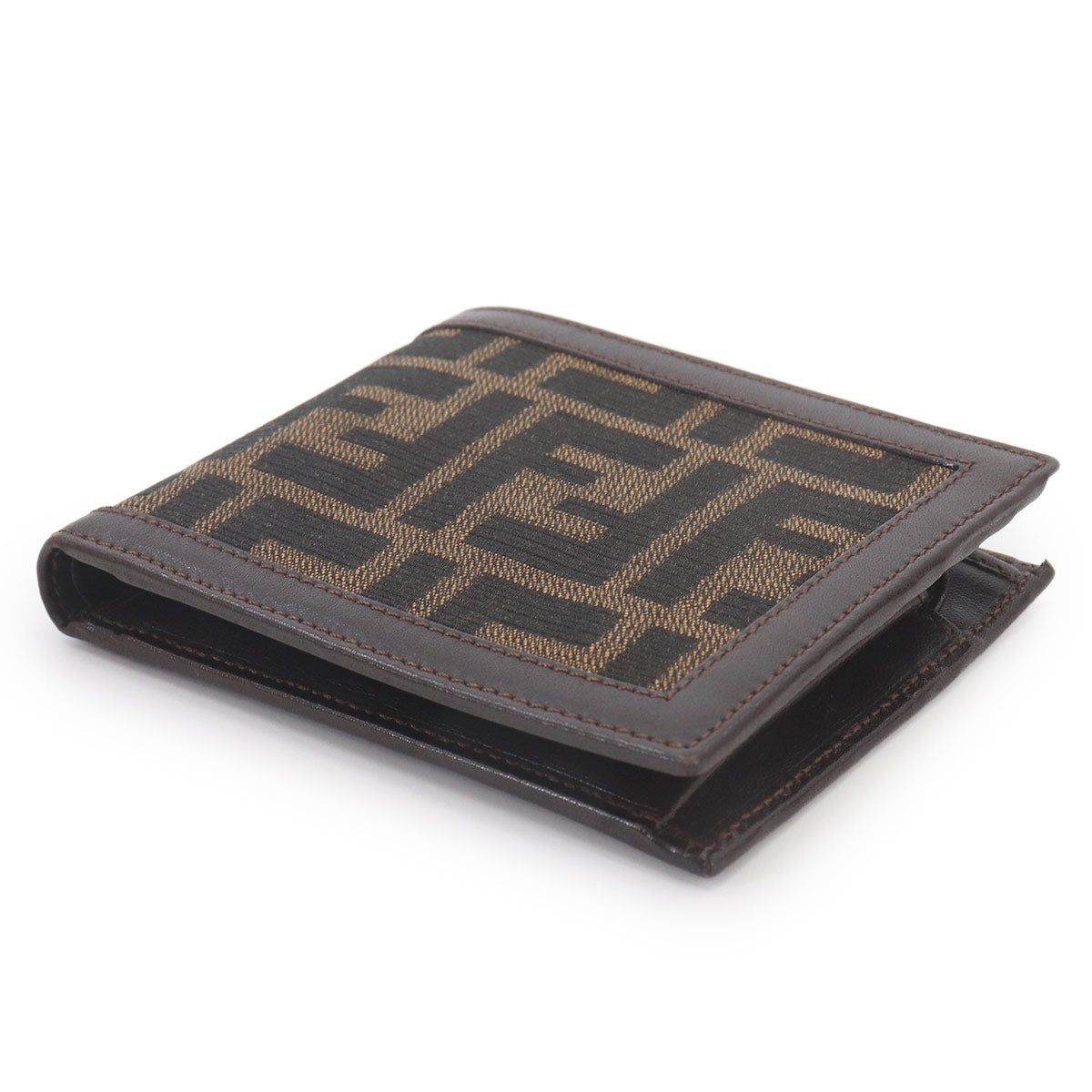 Zucca Compact Wallet Canvas Leather Brown 31011