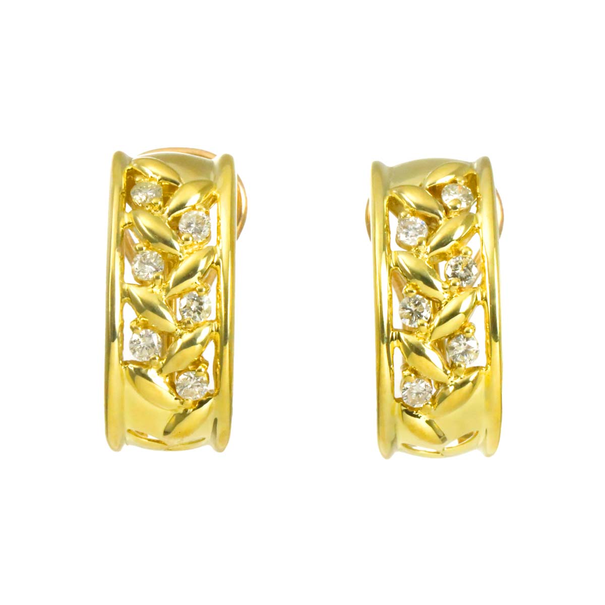 Diamond 0.12ct/0.12ct Earrings Pierced Clip on 18K K18 YG 750