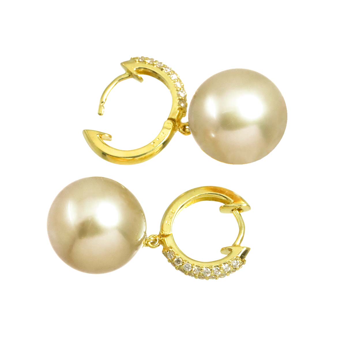 South Sea pearl 11.3mm Diamond 0.12ct/0.12ct Earrings Pierced 18K YG
