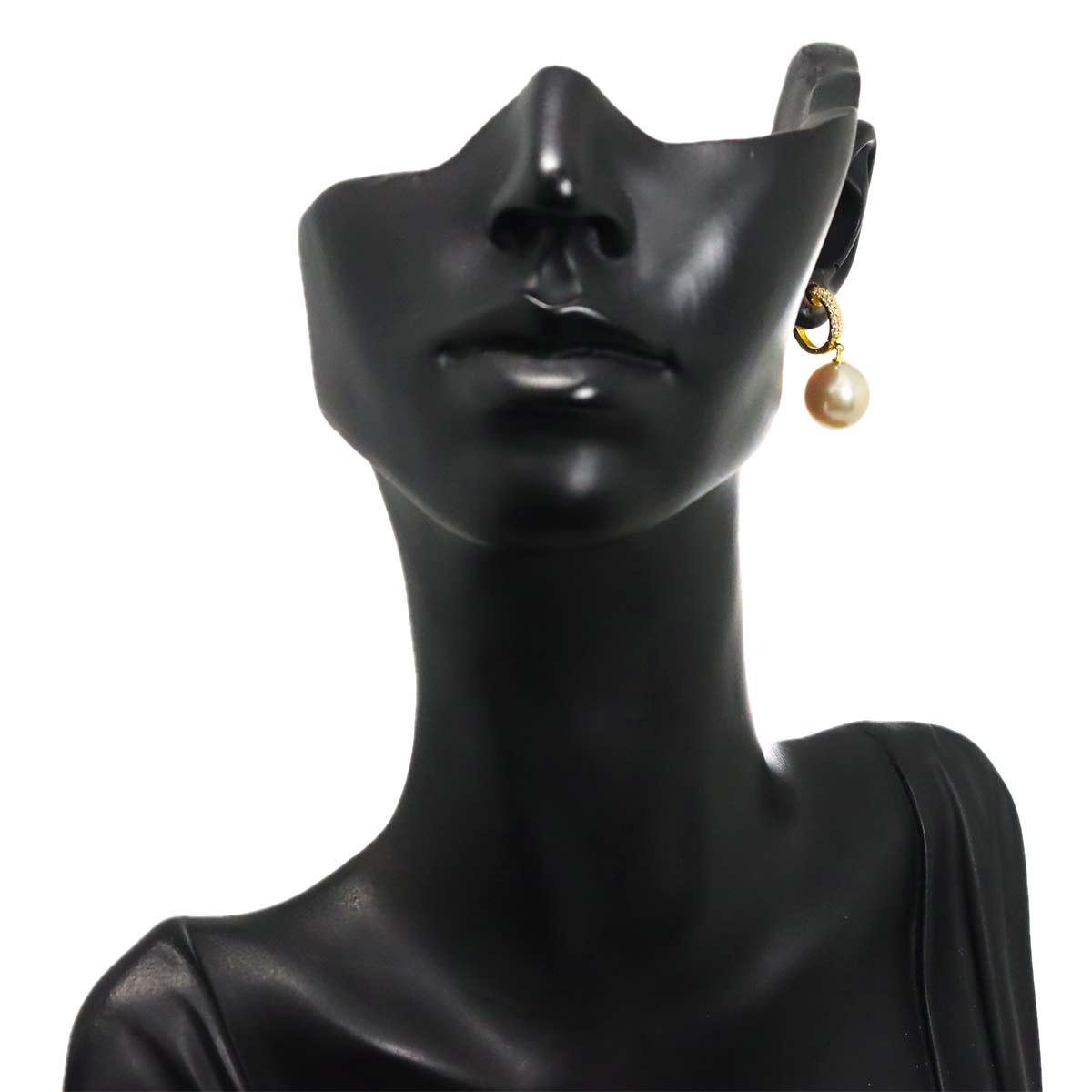South Sea pearl 11.3mm Diamond 0.12ct/0.12ct Earrings Pierced 18K YG