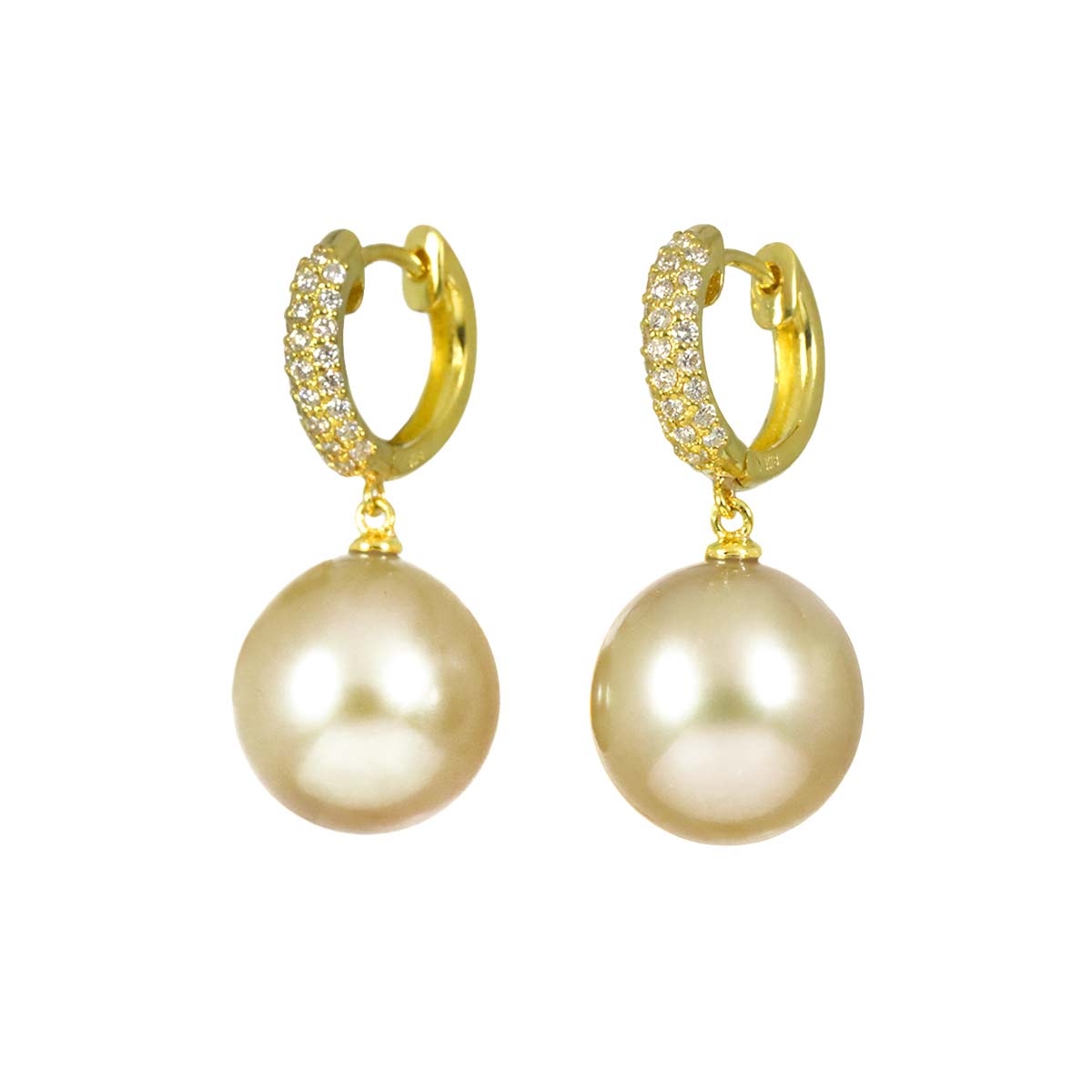 South Sea pearl 11.3mm Diamond 0.12ct/0.12ct Earrings Pierced 18K YG