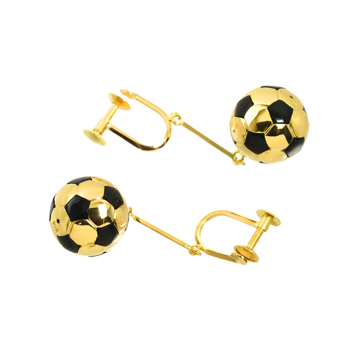 Onyx Earrings Clip-on 18K K18 YG 750