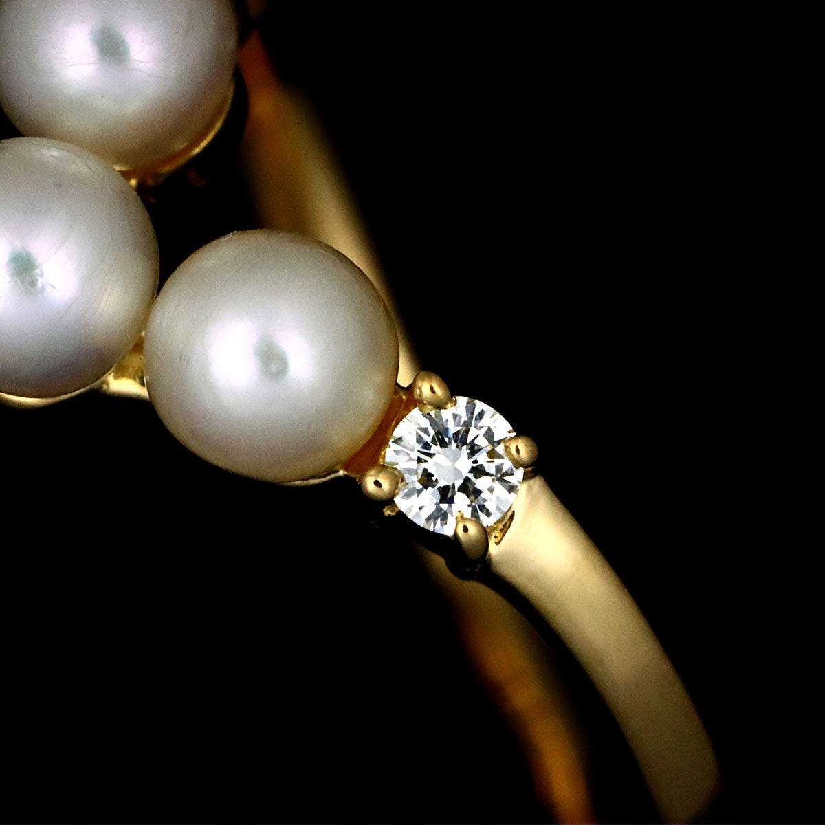 Akoya Pearl Diamond 0.04ct Ring 18K YG Size5.5-5.75(US)