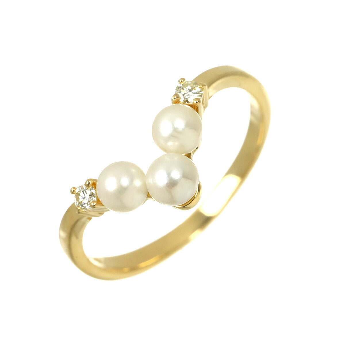 Akoya Pearl Diamond 0.04ct Ring 18K YG Size5.5-5.75(US)