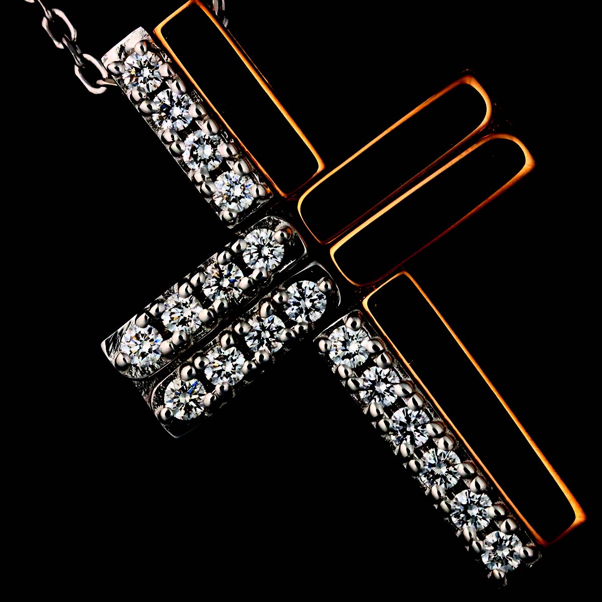 Diamond 0.14ct Necklace 18K White Gold Pink Gold 750