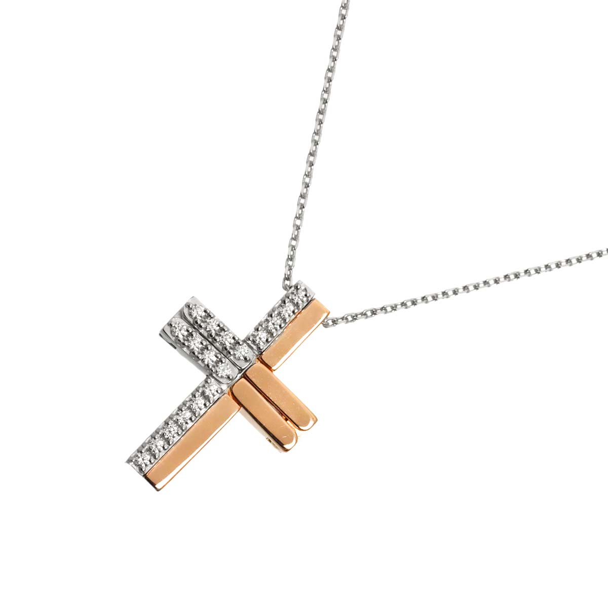 Diamond 0.14ct Necklace 18K White Gold Pink Gold 750