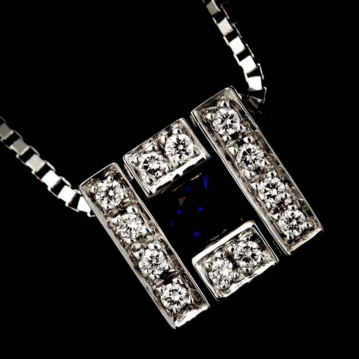 Belle Epoque Diamond Sapphire Necklace 18K WG 750