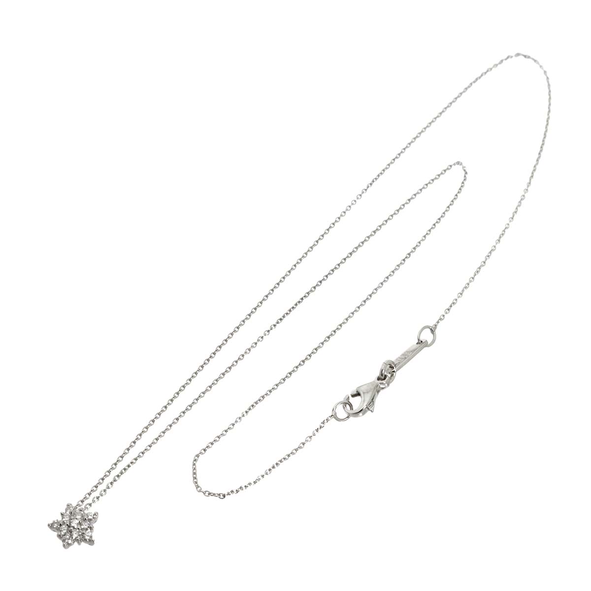 Diamond 0.13ct Star Necklace 18K White Gold 750