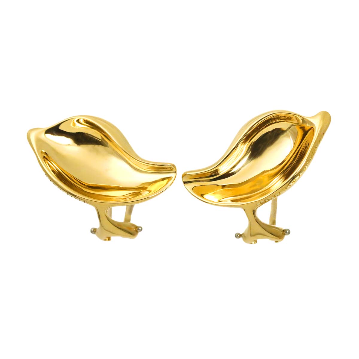 Leaf Earrings Clip on 18K Yellow Gold 750