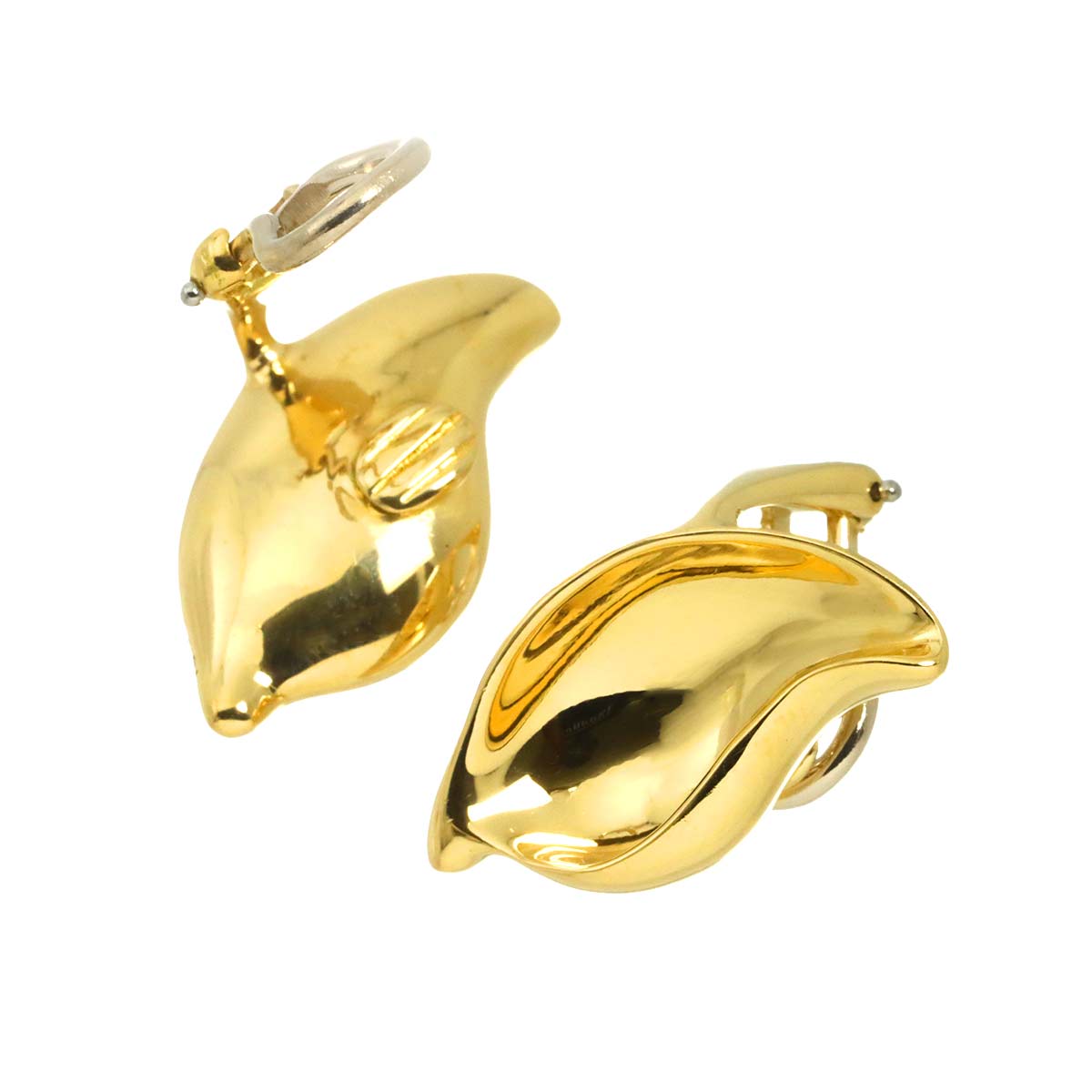 Leaf Earrings Clip on 18K Yellow Gold 750