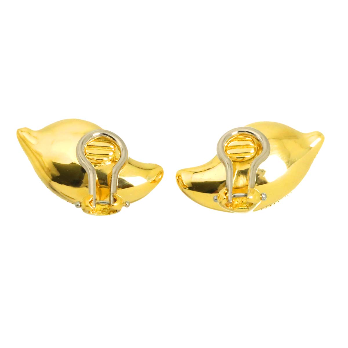 Leaf Earrings Clip on 18K Yellow Gold 750