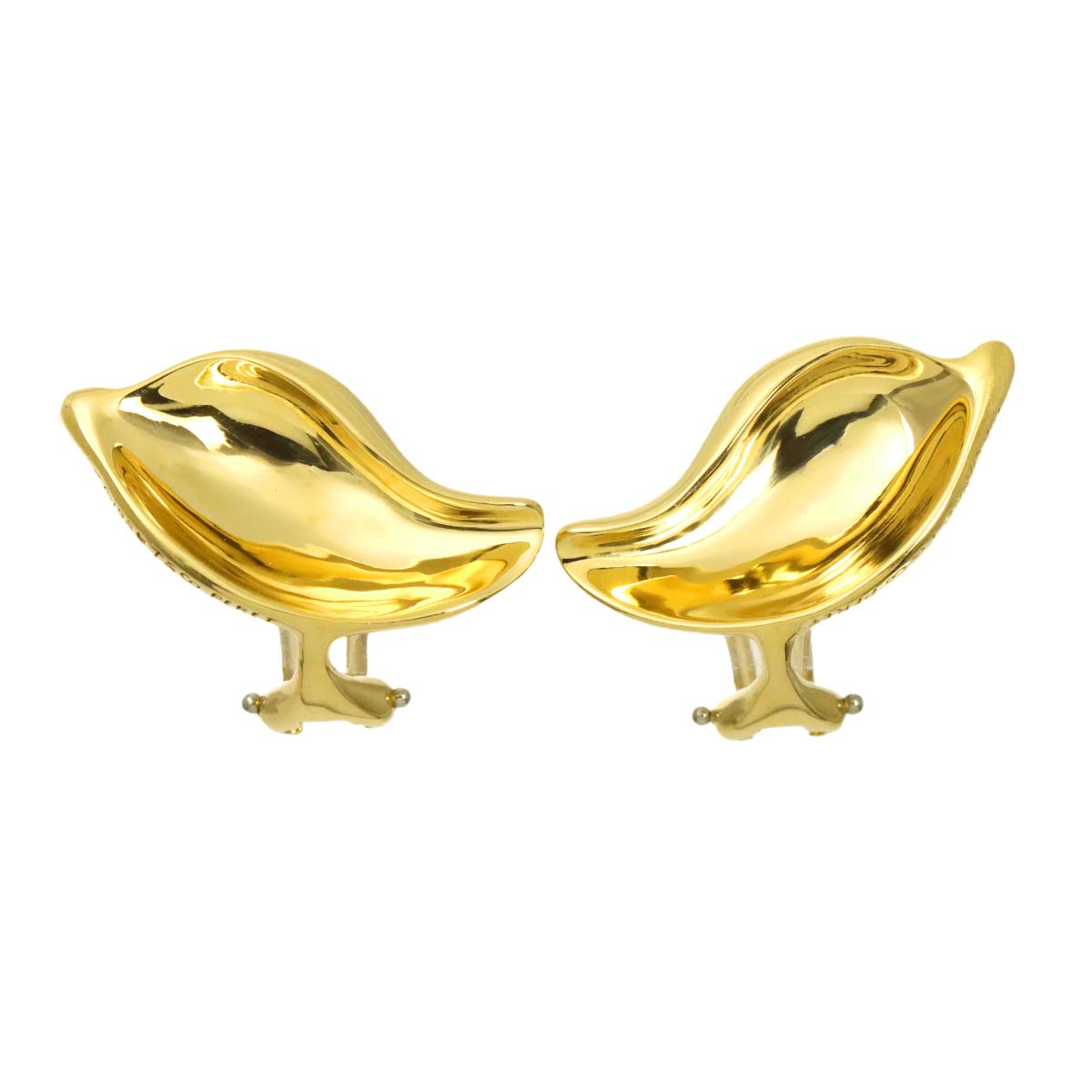 Leaf Earrings Clip on 18K Yellow Gold 750