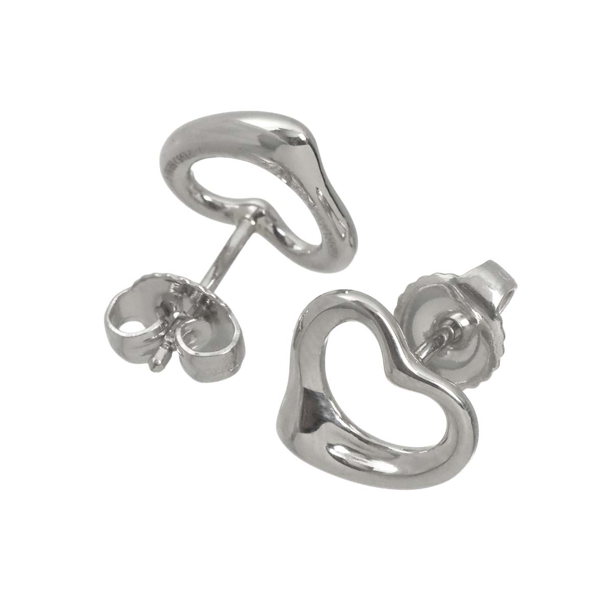 Open Heart Earrings Pierced Pt