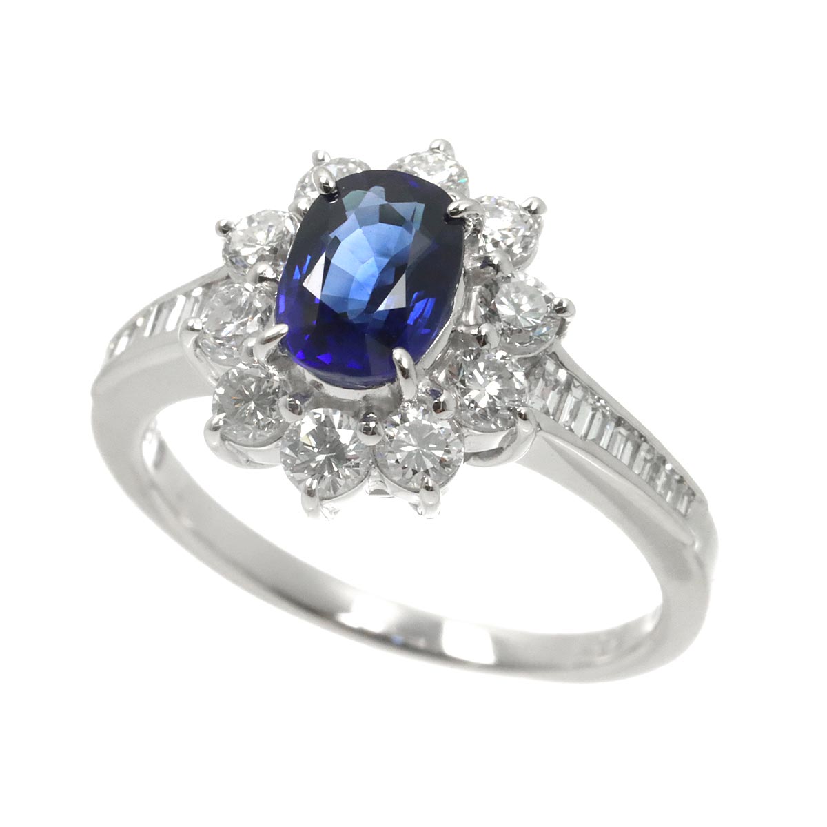 Sapphire 1.28ct Diamond 0.99ct Ring Platinum size6.25-6.5(US)