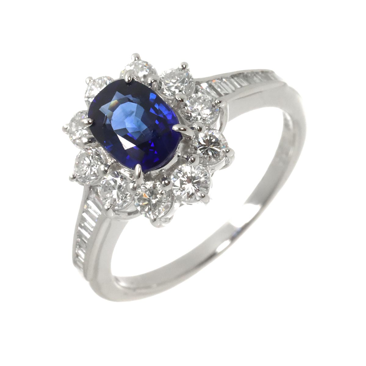 Sapphire 1.28ct Diamond 0.99ct Ring Platinum size6.25-6.5(US)