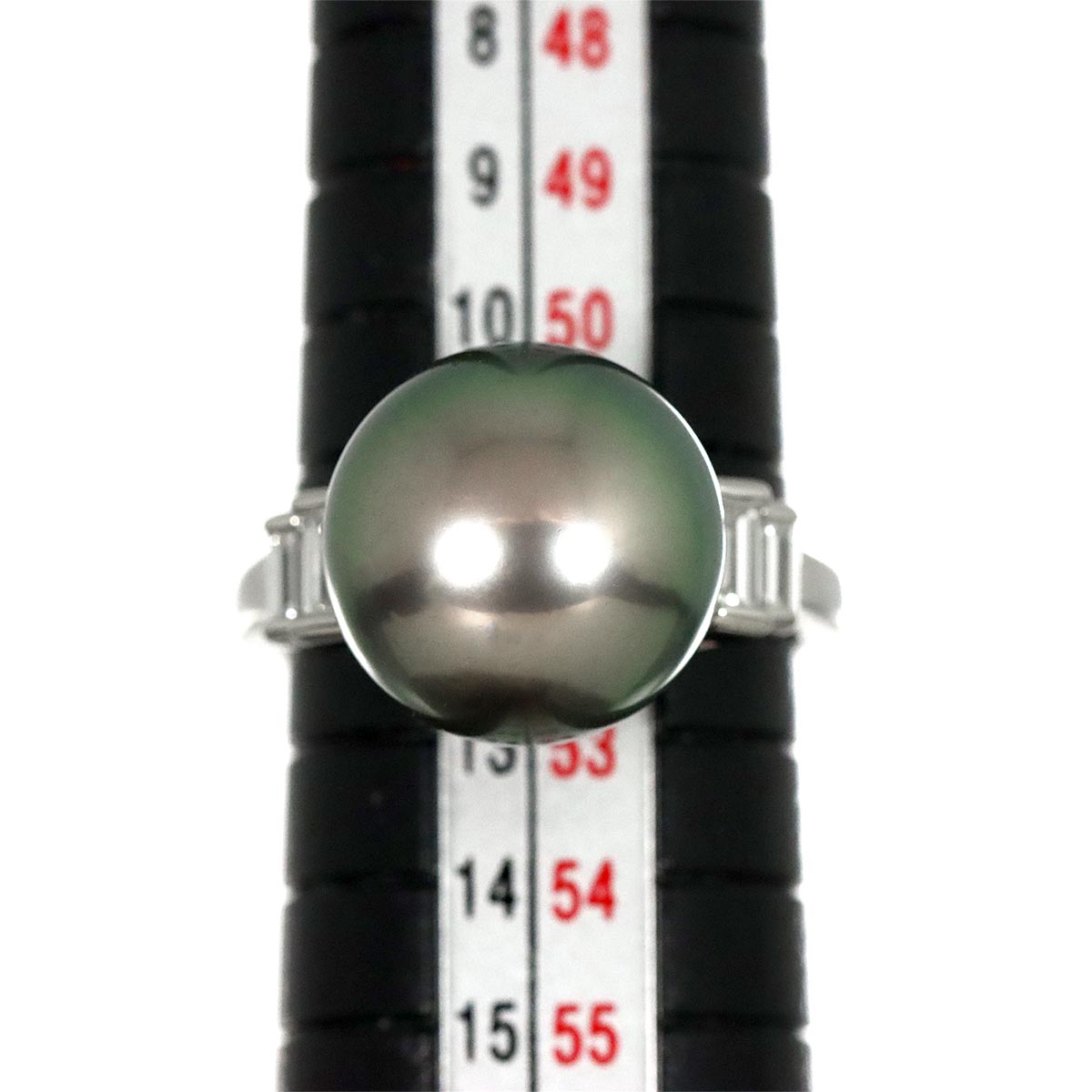 Black Pearl 12.6mm Diamond 0.40ct Ring Pt size6(US)