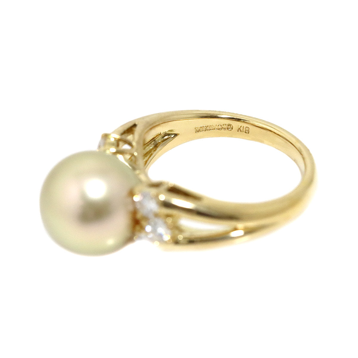 South Sea pearl Diamond 0.50ct Ring 18K YG 750 size5.5-5.75