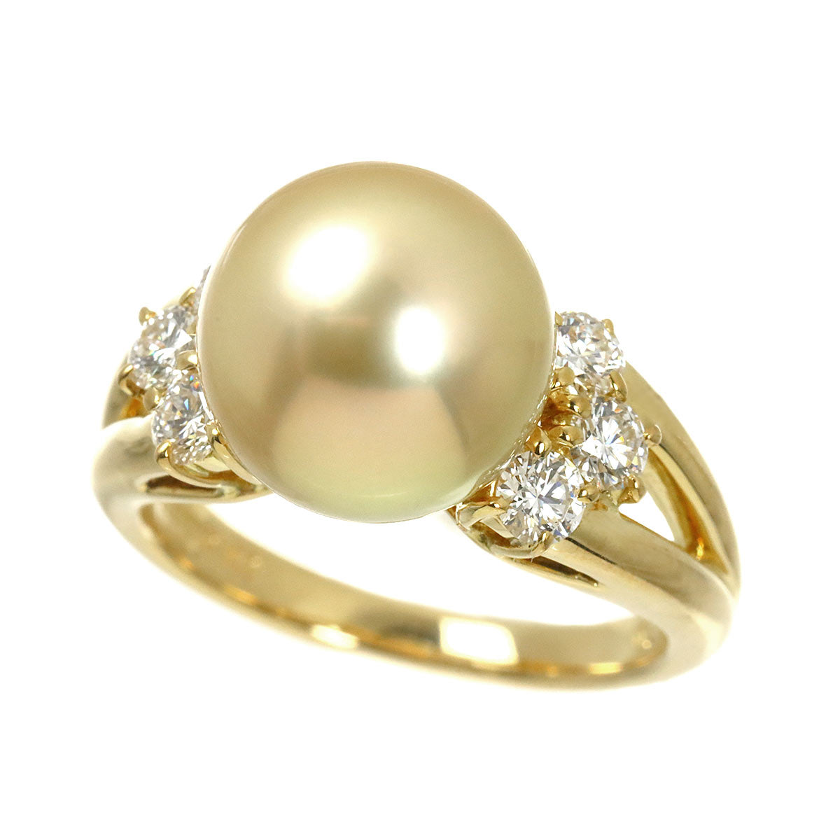 South Sea pearl Diamond 0.50ct Ring 18K YG 750 size5.5-5.75