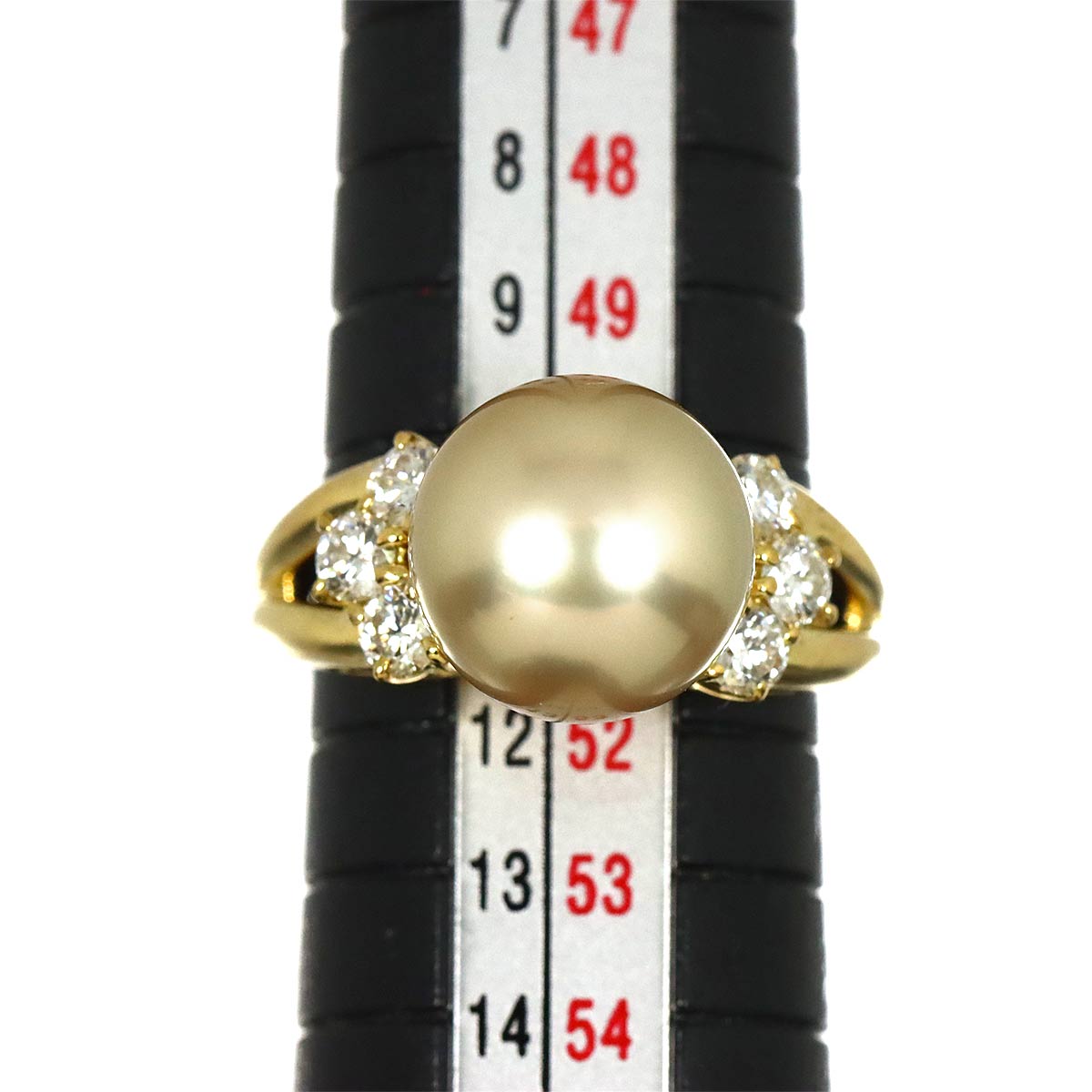 South Sea pearl Diamond 0.50ct Ring 18K YG 750 size5.5-5.75