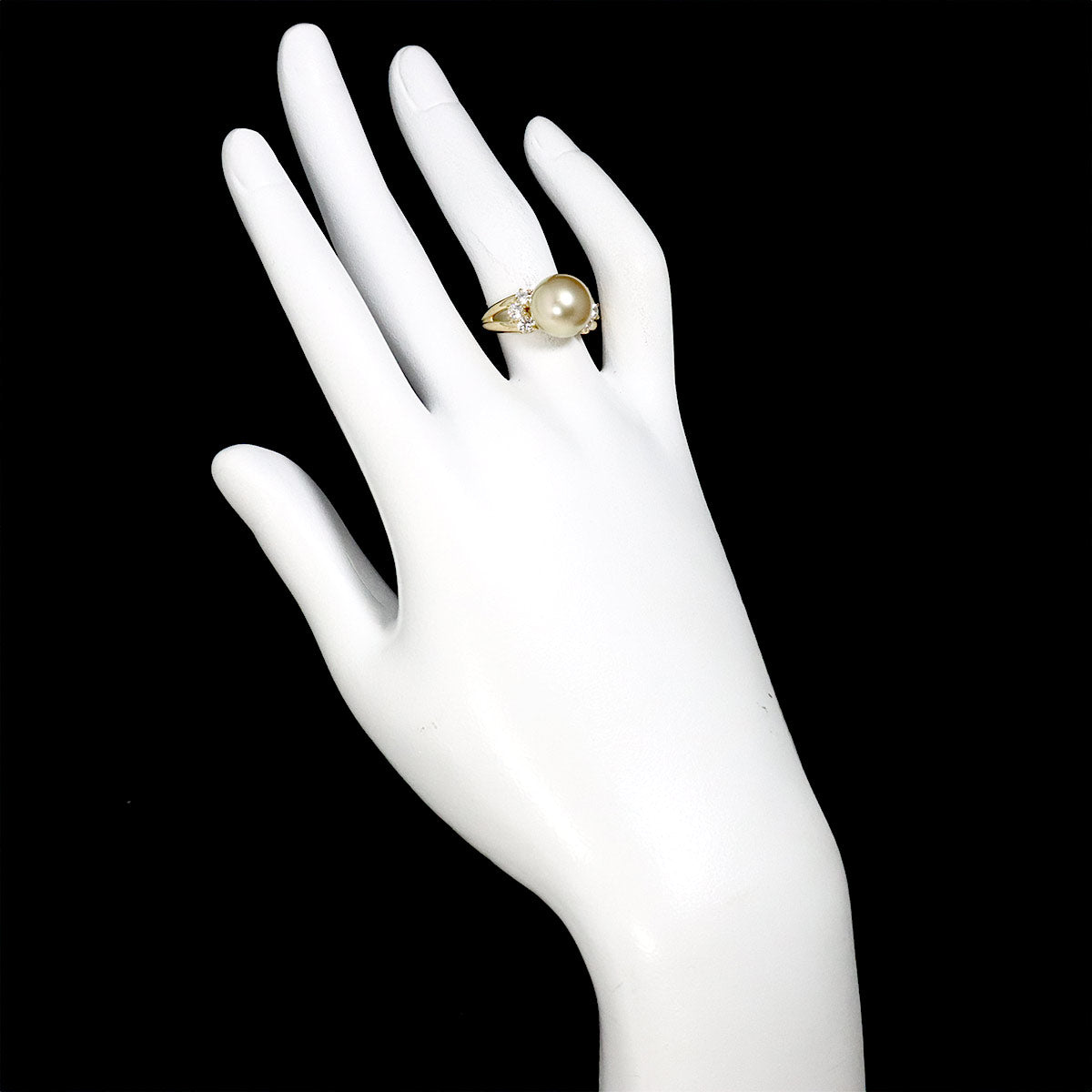 South Sea pearl Diamond 0.50ct Ring 18K YG 750 size5.5-5.75