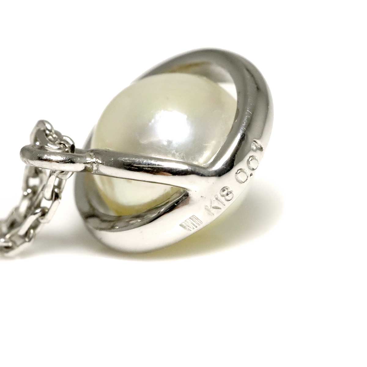 Akoya Pearl 6.5mm Diamond Necklace 18K White Gold 750