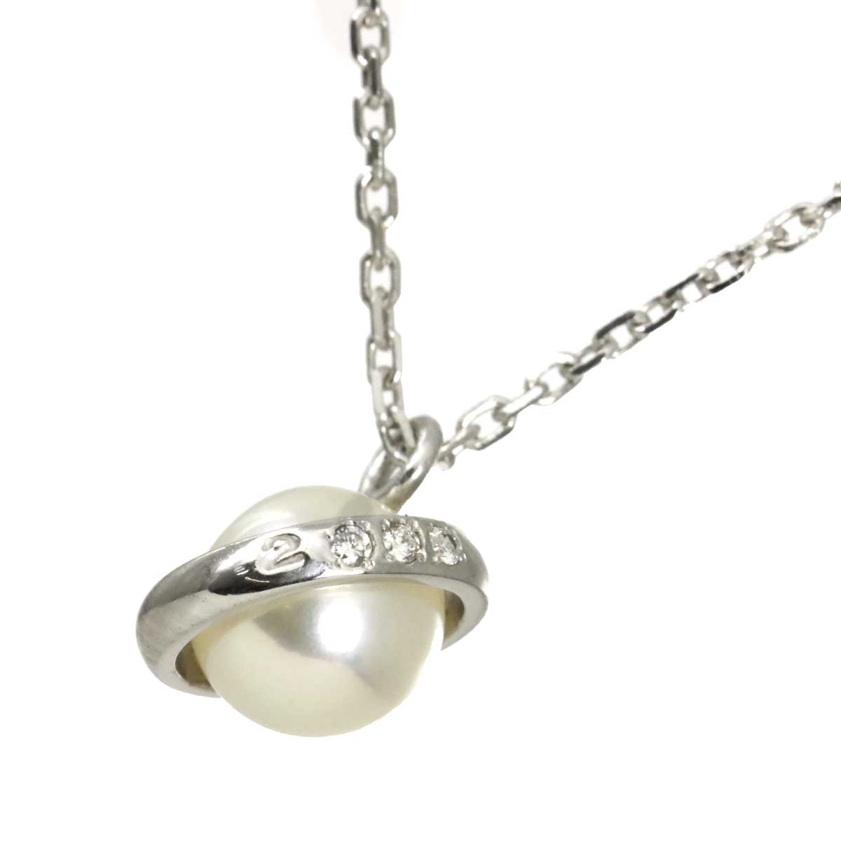 Akoya Pearl 6.5mm Diamond Necklace 18K White Gold 750