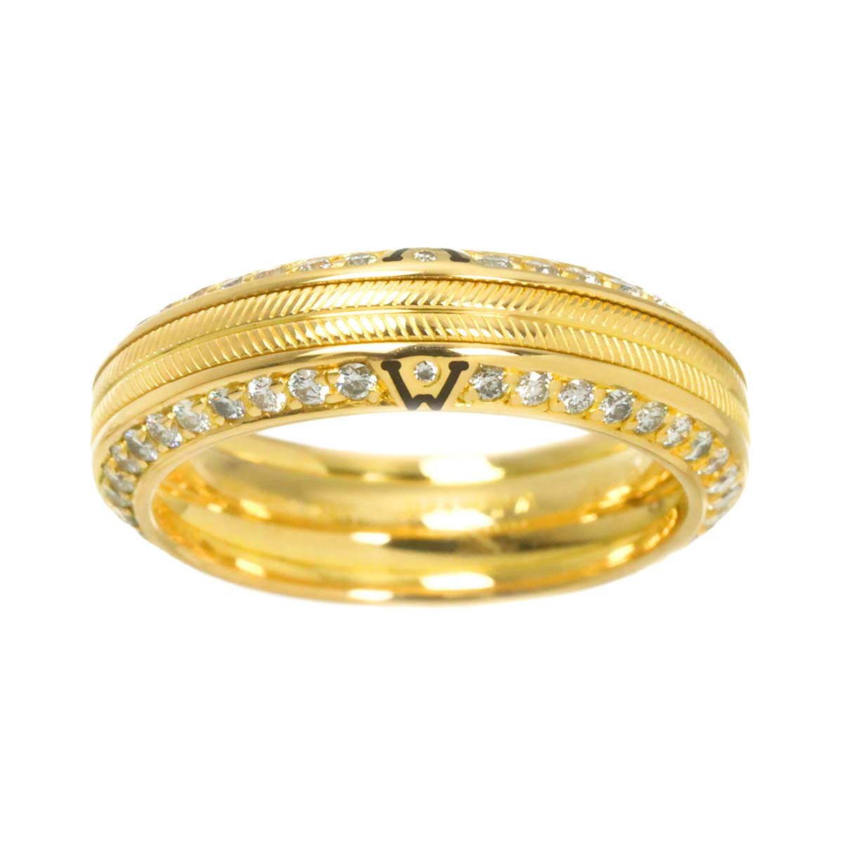 Diamond Ring 18K Yellow Gold 750 size48 4.5(US)