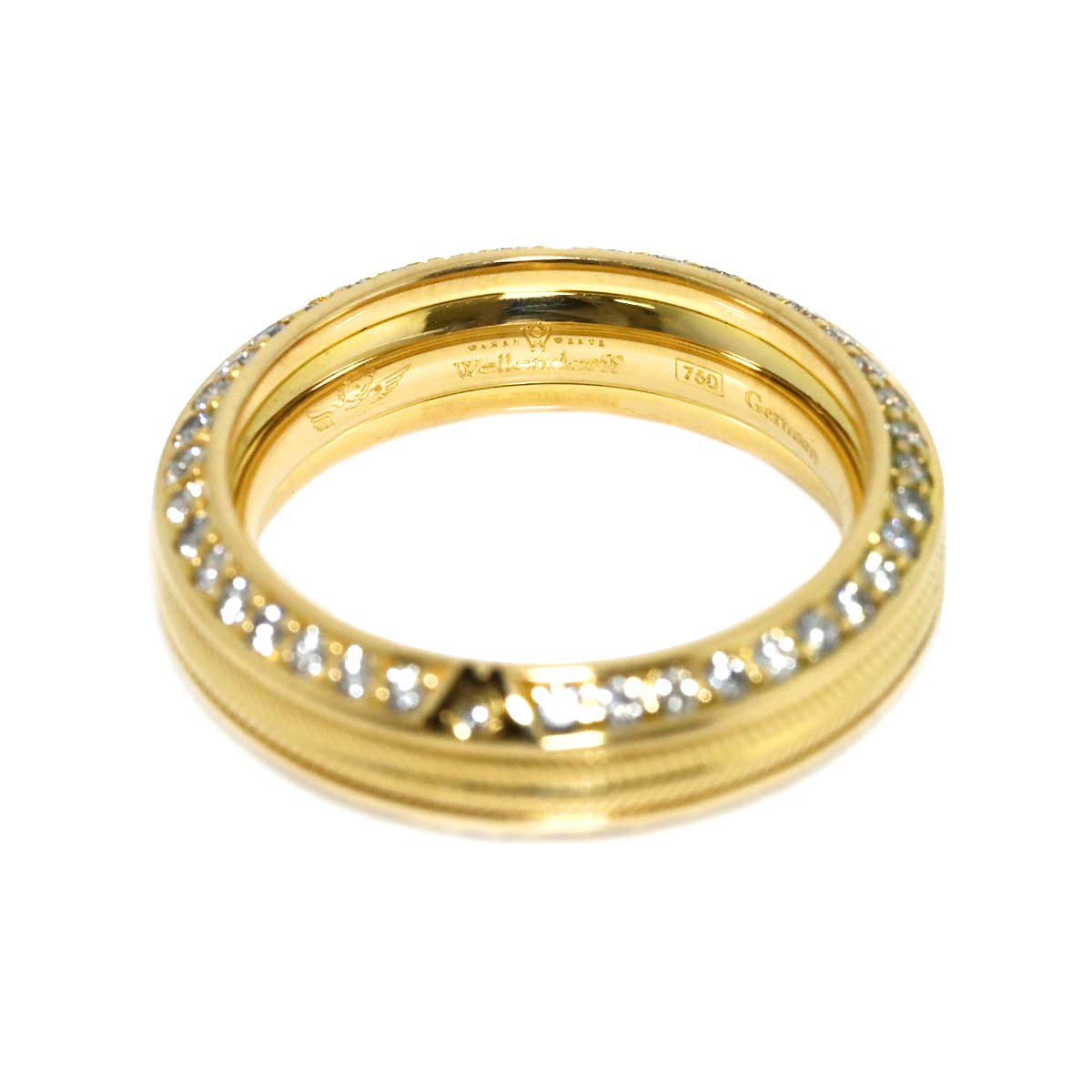 Diamond Ring 18K Yellow Gold 750 size48 4.5(US)