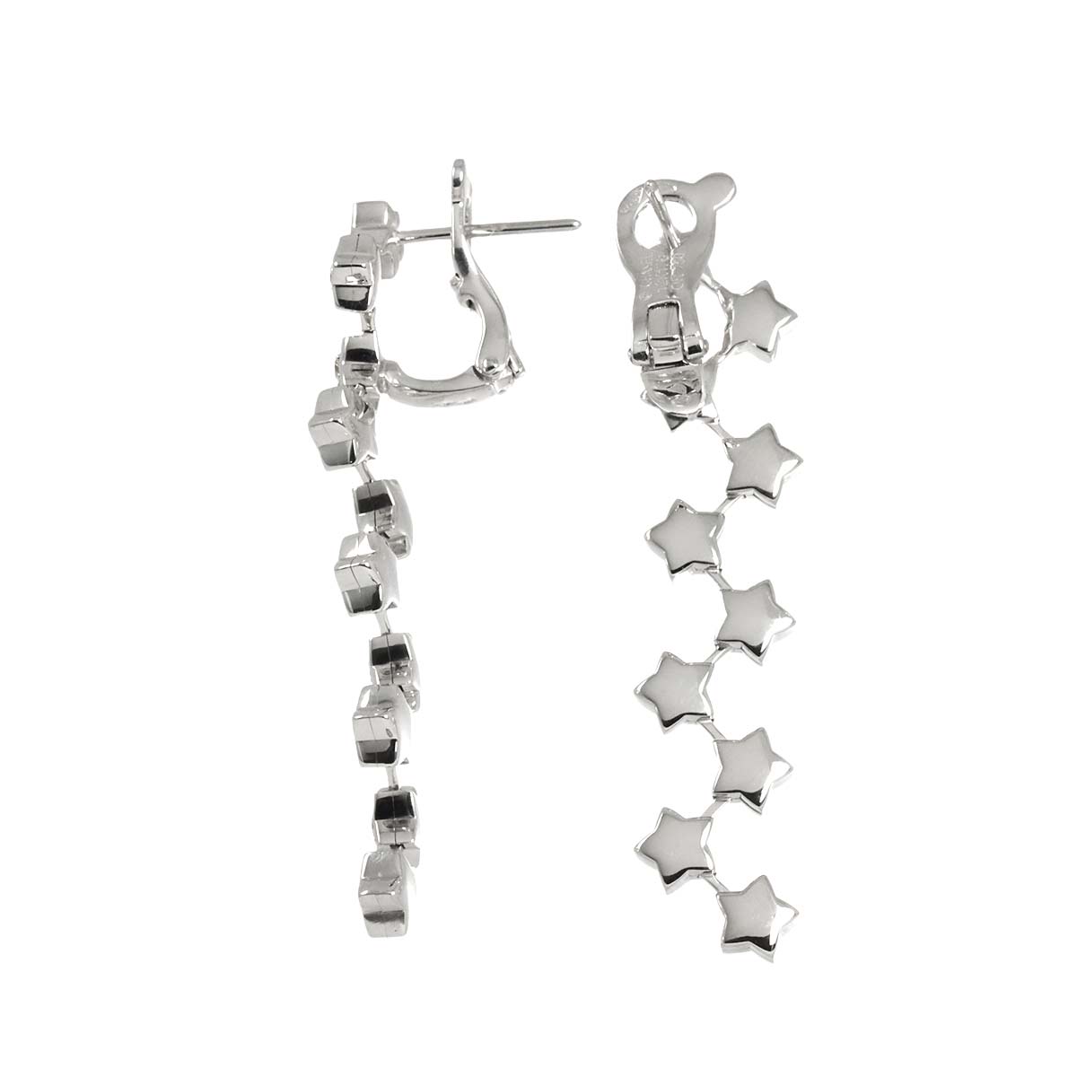 COMETE Diamond Drop Earrings Pierced 18K WG White Gold 750