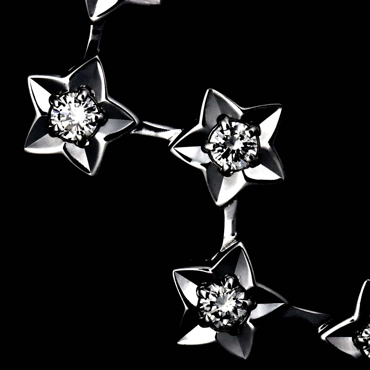 COMETE Diamond Drop Earrings Pierced 18K WG White Gold 750