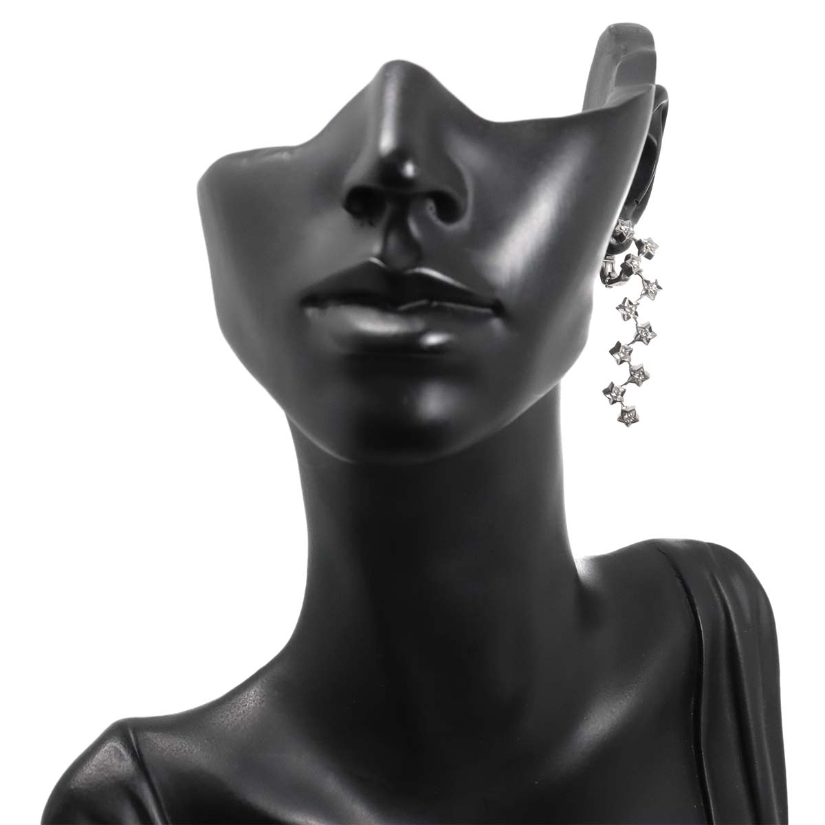 COMETE Diamond Drop Earrings Pierced 18K WG White Gold 750