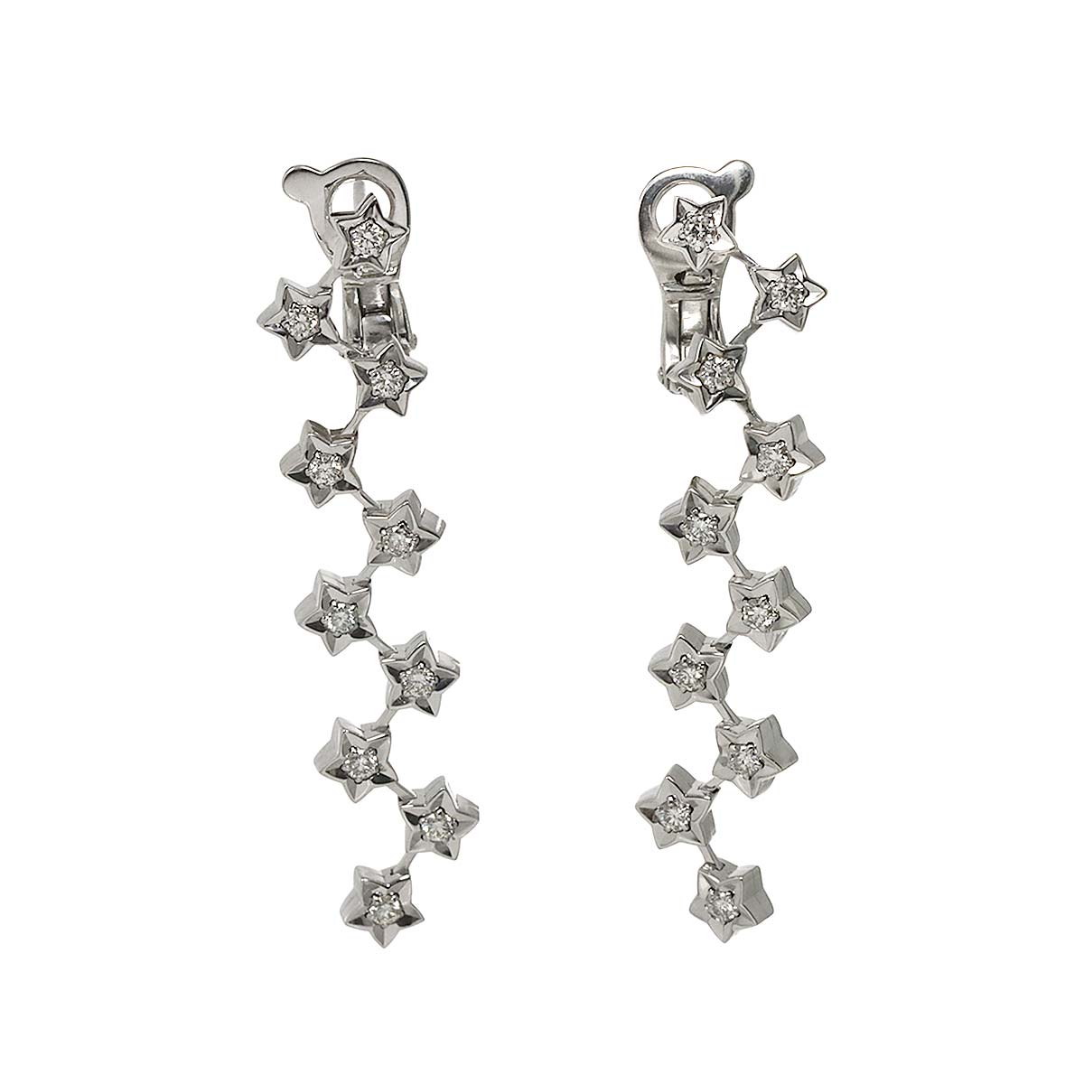 COMETE Diamond Drop Earrings Pierced 18K WG White Gold 750