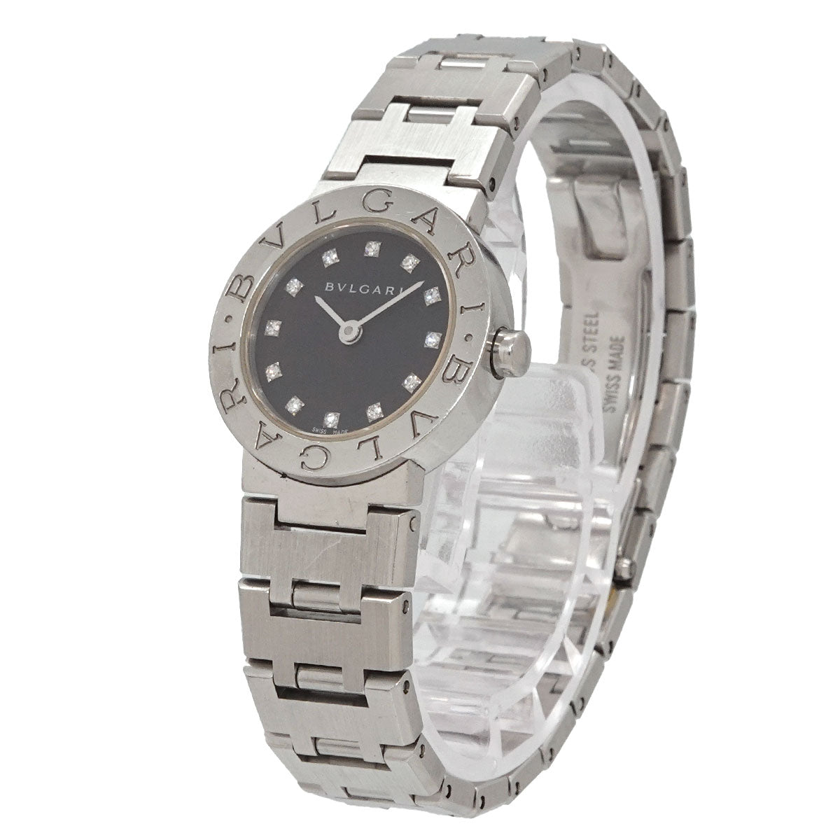 BVLGARIBVLGARI BB23SS 12P Diamond Quartz Black Dial Ladies