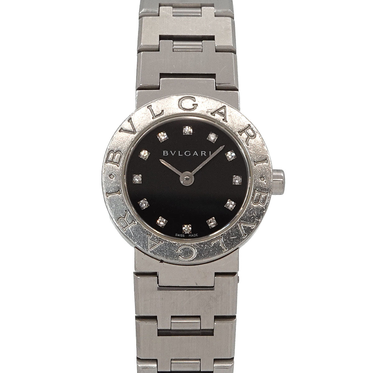 BVLGARIBVLGARI BB23SS 12P Diamond Quartz Black Dial Ladies
