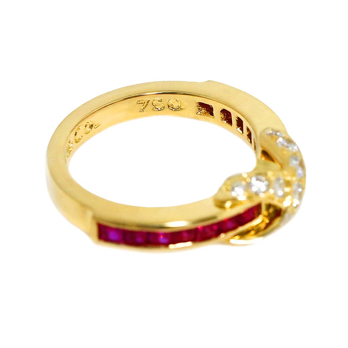 Signature Ruby Diamond Ring 18K YG 750 size4.5(US)