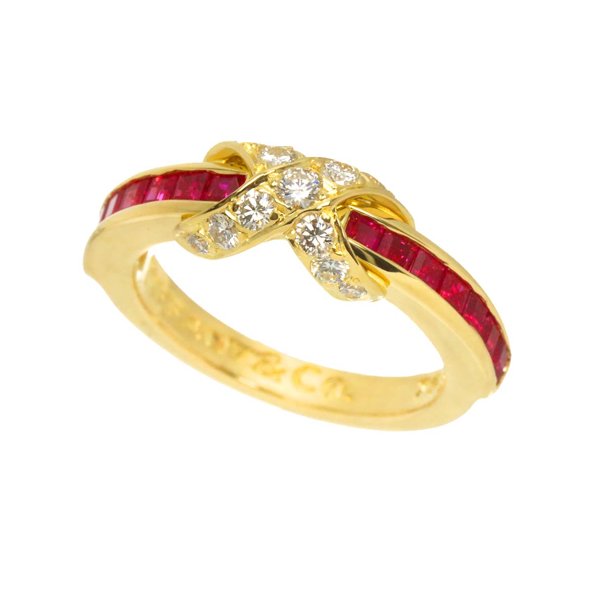 Signature Ruby Diamond Ring 18K YG 750 size4.5(US)
