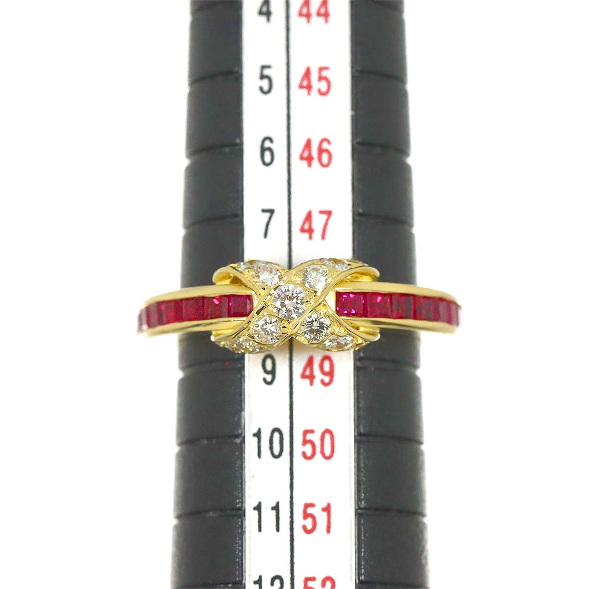 Signature Ruby Diamond Ring 18K YG 750 size4.5(US)