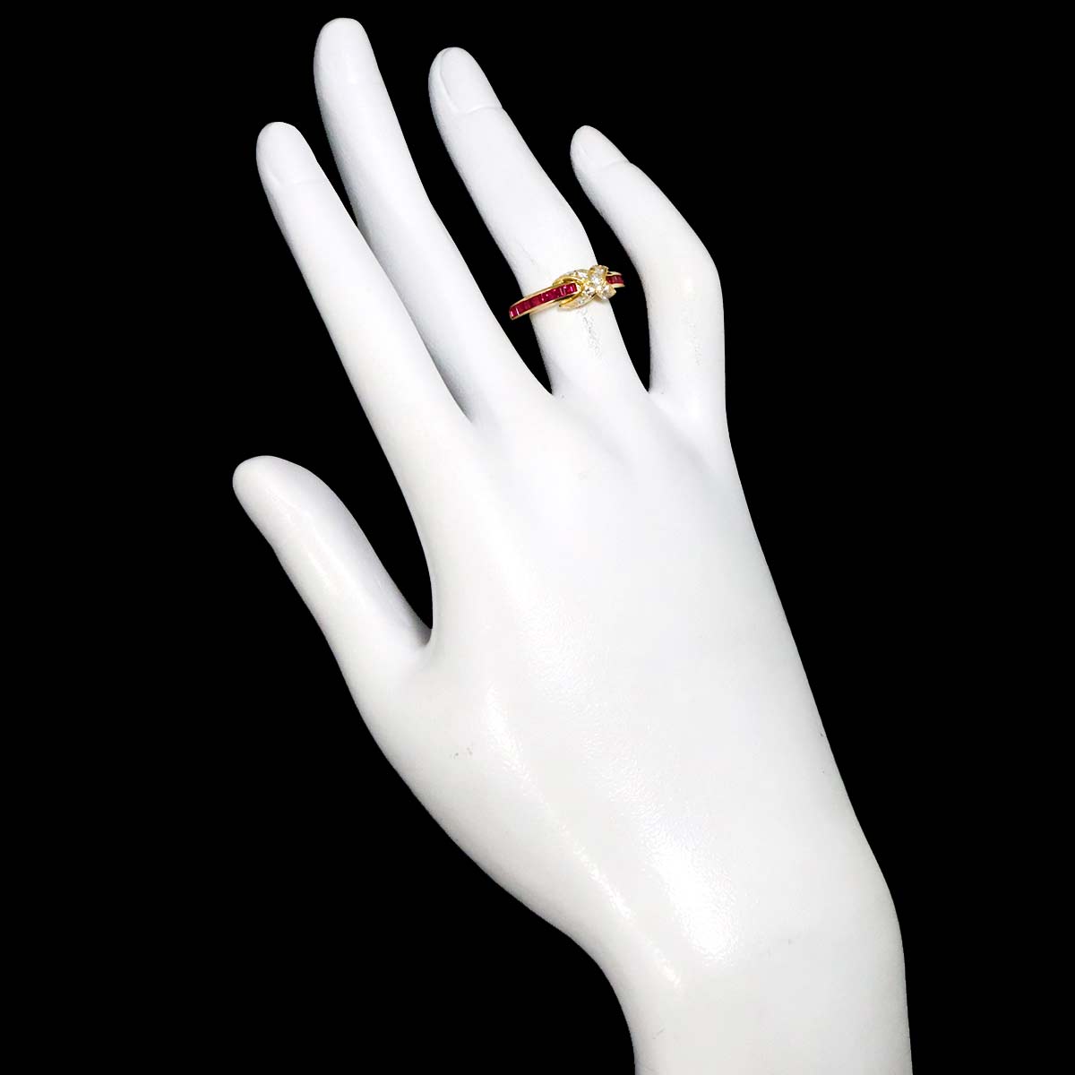 Signature Ruby Diamond Ring 18K YG 750 size4.5(US)