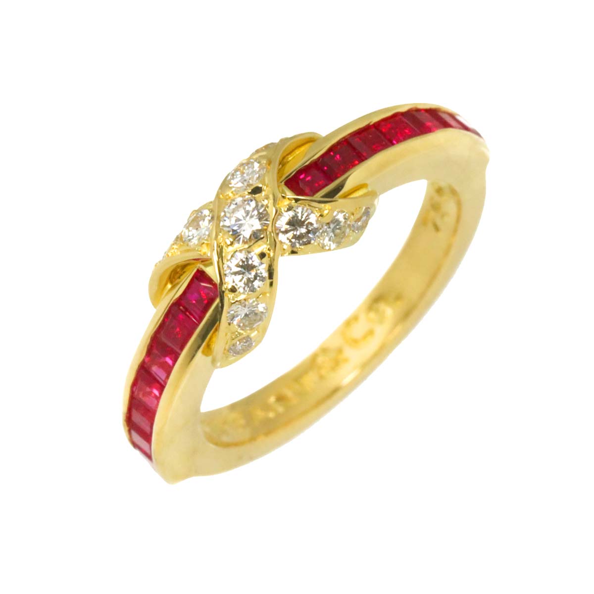 Signature Ruby Diamond Ring 18K YG 750 size4.5(US)