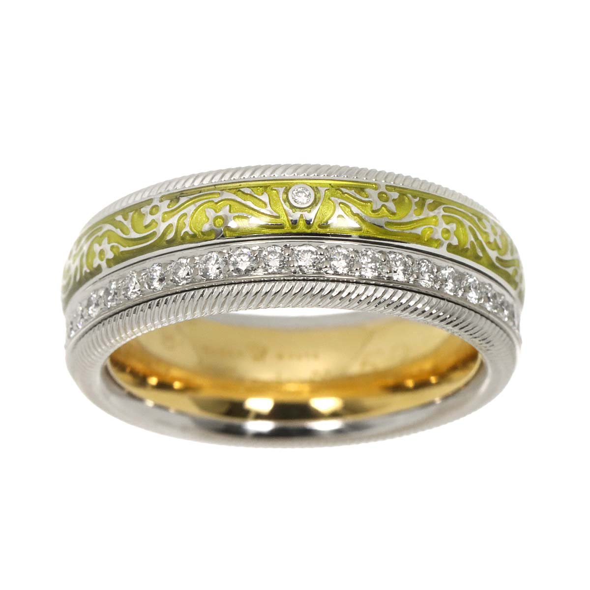 Diamond Ring 18K WG YG 750 Size6(US)
