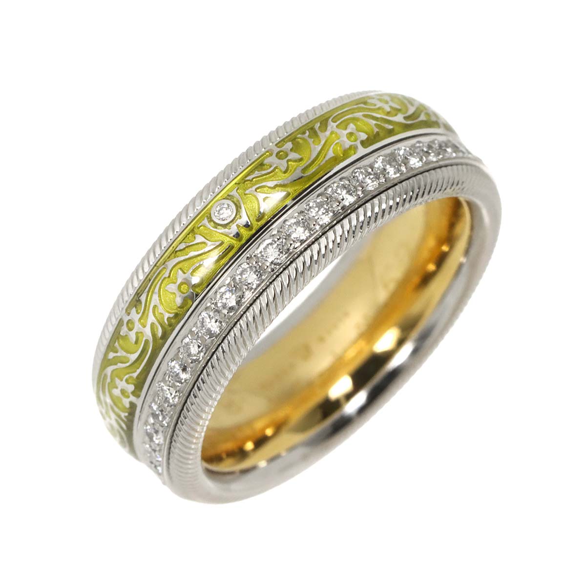 Diamond Ring 18K WG YG 750 Size6(US)