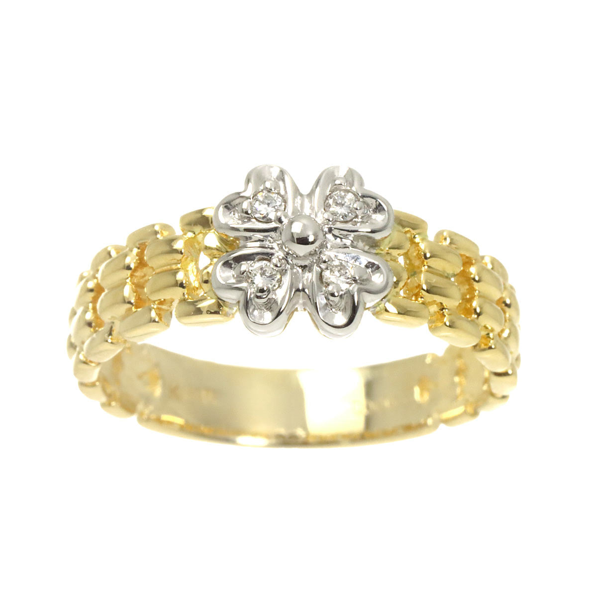 Diamond 0.06ct Ring 18K YG WG 750 6.75(US)