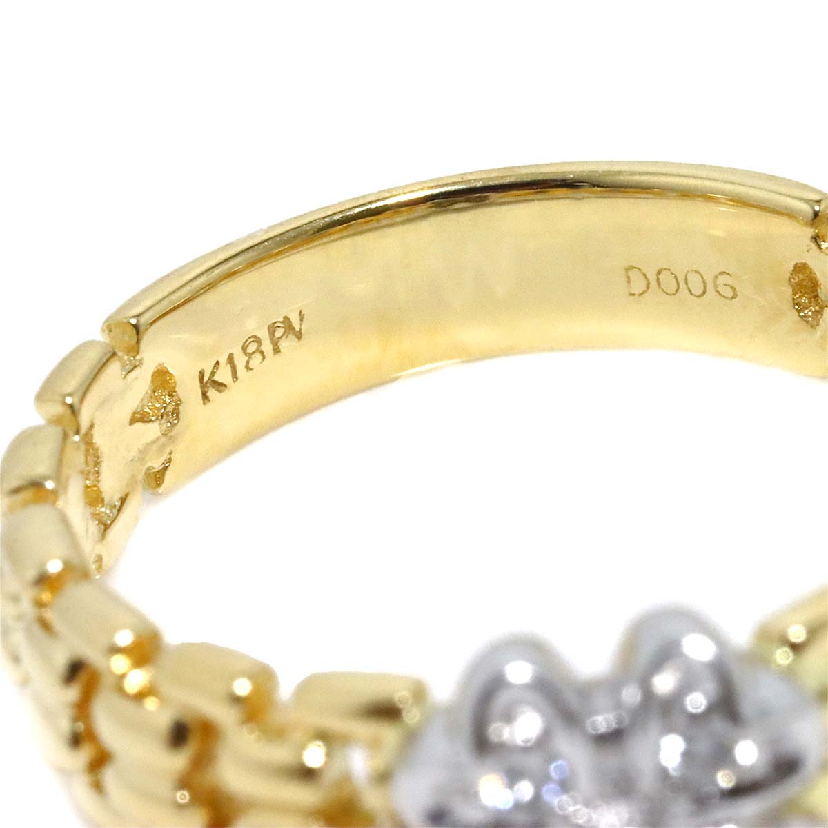 Diamond 0.06ct Ring 18K YG WG 750 6.75(US)