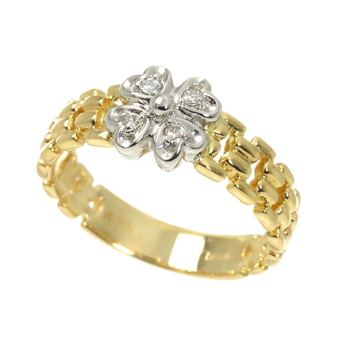 Diamond 0.06ct Ring 18K YG WG 750 6.75(US)
