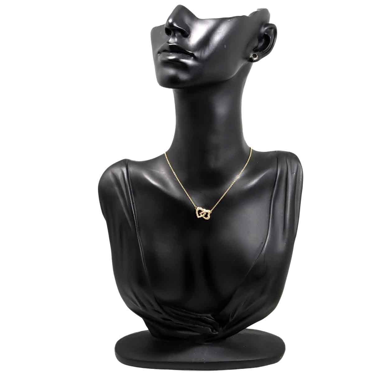 Double Heart Diamond Necklace 18K Yellow Gold 750